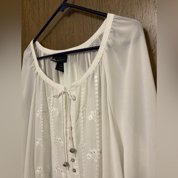 Lane Bryant 22-24 sheer white peasant blouse - Picture 3 of 7